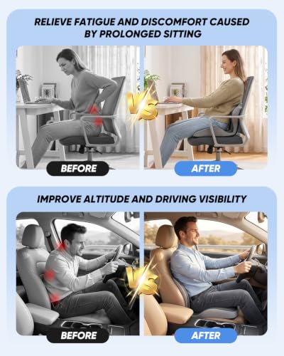 Seat Cushion for Car for Back Pain Sciatica Pain Relief(Gray)