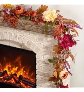 BLOSMON Fall Brown Flowers for Centerpieces, Dining Room Table Decoration | With Metal Vase 12 St...