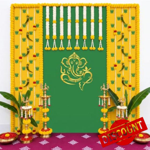 Pooja Traditional Backdrop 8 x 8 ft Indian Backdrop Decor