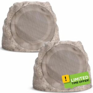 Solar Rock & Stone Speakers (2-Pack) Auto-TWS Stereo 40W