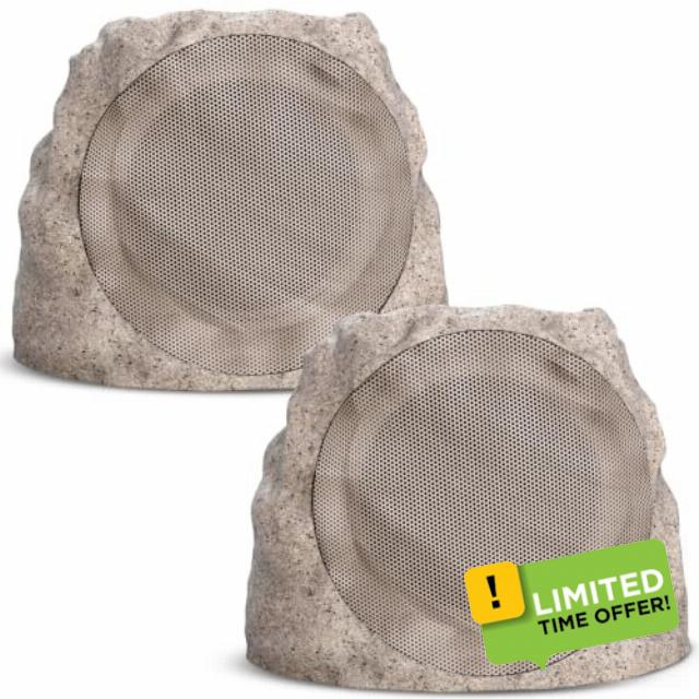 Solar Rock & Stone Speakers (2-Pack) Auto-TWS Stereo 40W