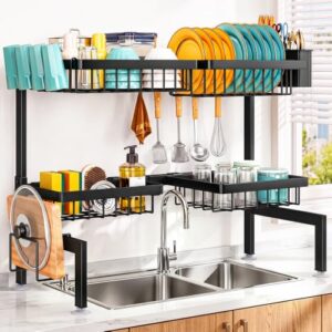 Dish Drying Rack for Kitchen                                                          4 Baskets Extendable Large Capacity Sink Rack
