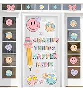 JarThenaAMCS Outer Space Astronaut Door Stickers Cute Rocket Planet Wall Decals Large Mural Stick...