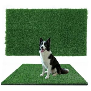 0.6" Pile Height Fake Grass Carpet                                                          High Density Faux Synthetic Grass Mat With Drainage Holes