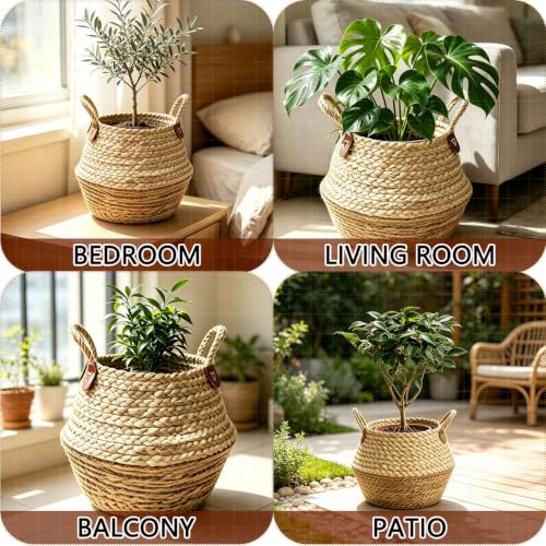Round wicker baskets for storage