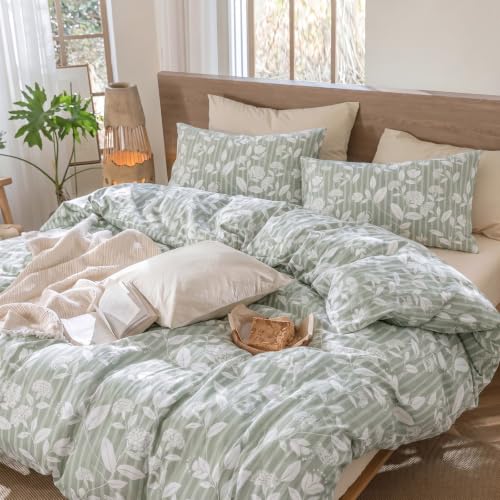 3 Piece 100% Cotton Soft Breathable Botanical Cottage Bedding Se
