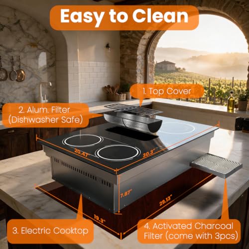 Recirculating Air Vent Downdraft Range Hood 135W