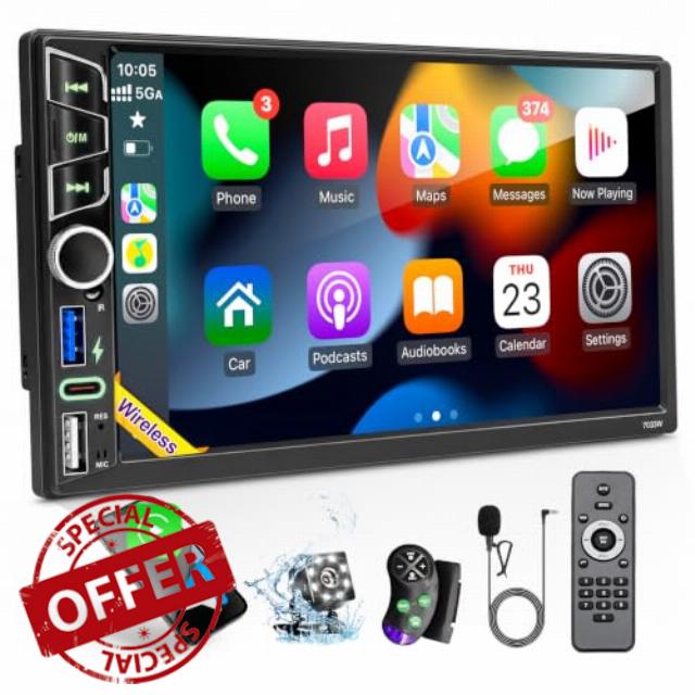 Double Din Car Stereo Wireless Apple CarPlay Android Auto