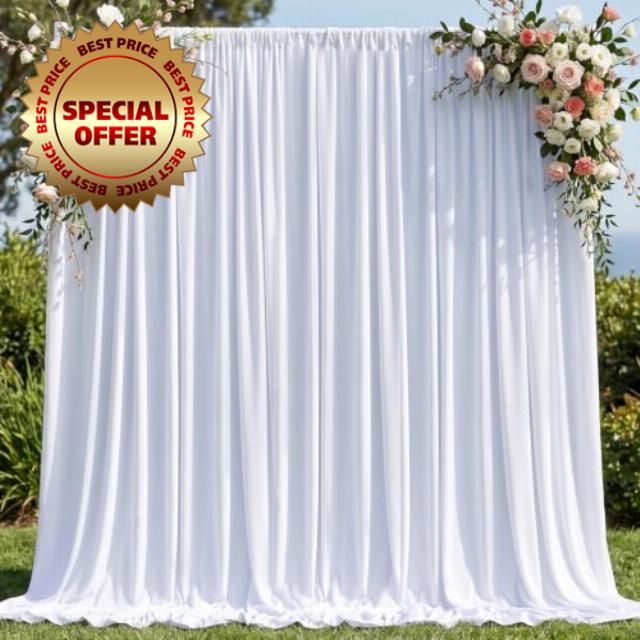 20x10FT White Backdrop Curtains for Wedding Parties