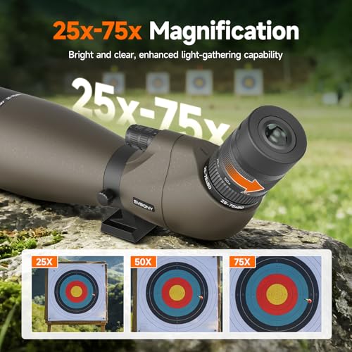 25-75x80 with Camera Tripod                                                          54''Aluminum Alloy Adjustable Tripod