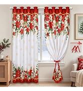 AtawLege Christmas Green Curtains for Living Room Snowflake Blackout Bedroom Curtains 84 Inch Lon...