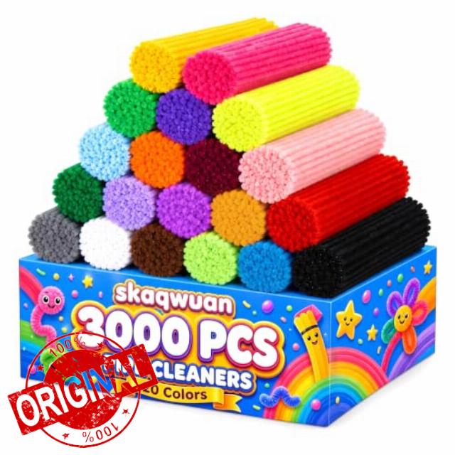 Pipe Cleaners Bulk - 3000 Pcs 20 Colors Chenille Stems