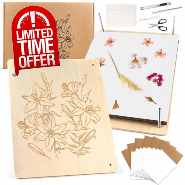 GOLDGE Flower Press Kit Extra Large 15.7"x11.8" 6-Layer Wood Press with Tools
