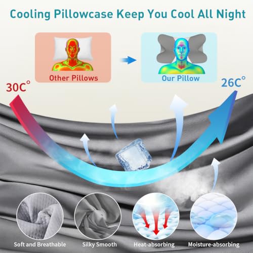 Orthopedic Bed Pillow for Side Back Stomach Sleepers (Grey & White)