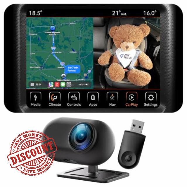 JOYTUTUS Baby Car Camera with Wireless CarPlay Adapter