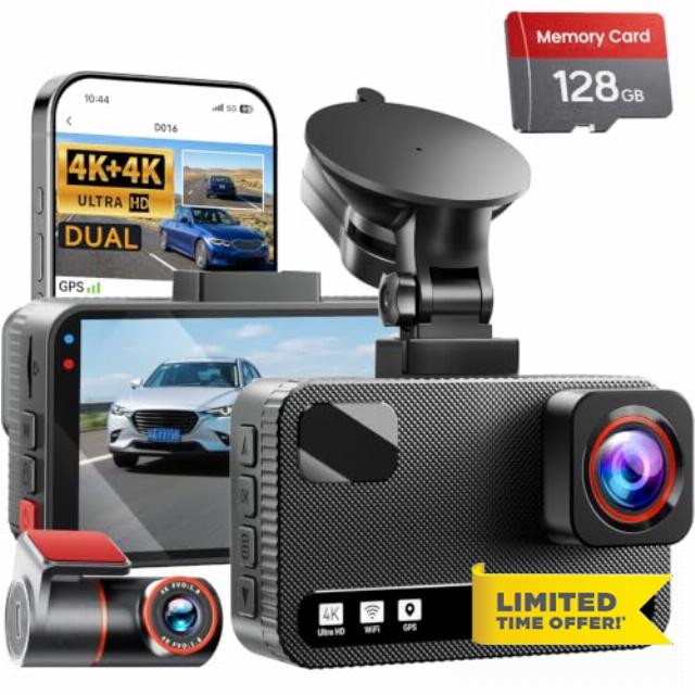 4K+4K Dual Dash Cam Front and Rear