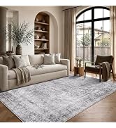 HelloTree 5x7 Vintage Washable Non-Slip Living Room Area Rug | Soft Low Pile Stain Resistant Cott...