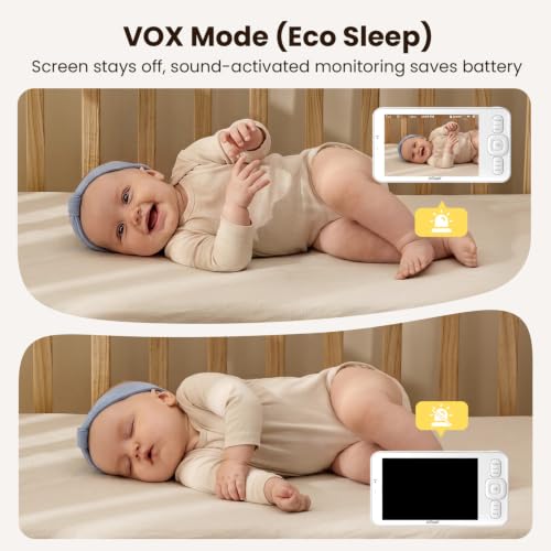 No WiFi 5”Screen&2.4G WiFi App Portable Travel Baby Monitor with Clip Mount
