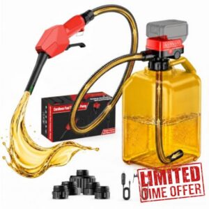 5 GPM Cordless Fuel Transfer Pump with Auto Shut-Off & Hand Nozzle                                                          Compatible with Dewalt 20V & Milwaukee 18V Batteries