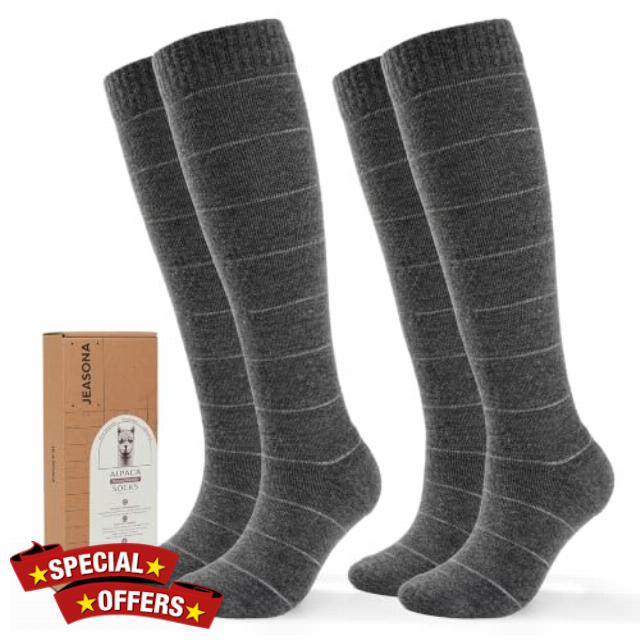 Jeasona Alpaca Compression Socks for Men Women 15-20 mmHg                                                          2 Pairs 15-20 mmHg Graduated Support Wool Compression Socks for Flying Travel Hiking Everyday Wea