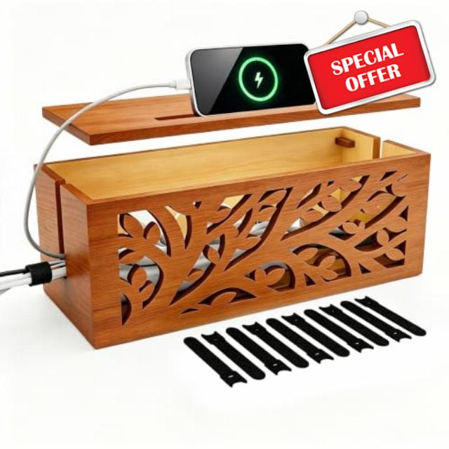Wood Cable Management Box