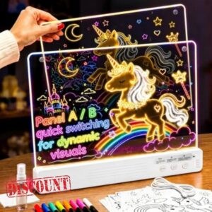 2 Pcs 16" LCD Writing Tablet for Kids Toys Dynamic Visual Effects                                                          16"Drawing Pad Different Color Variations Led Drawing Board For Kids Arts And Crafts For Kids Ages 6-8 Toys For Girls