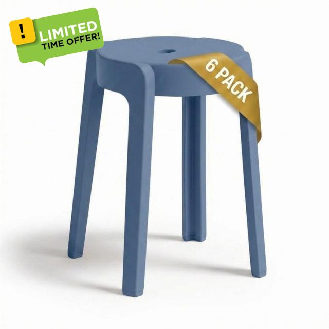 18-Inch Stackable Classroom Stools for Students (Set of 6) - Commercial Grade Flexible Seating for School