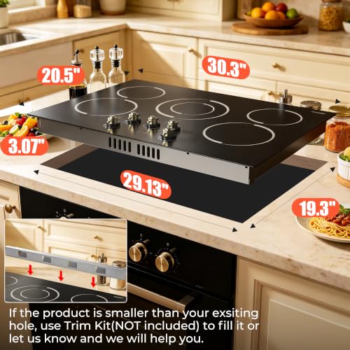 8500W 240V No Plug 30" Electric Stove 5 Burners