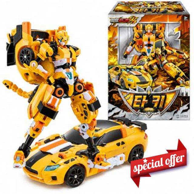Metal Cardbot W Tachy Yellow Cheetah Sports Car Transforming Robot Car 타키