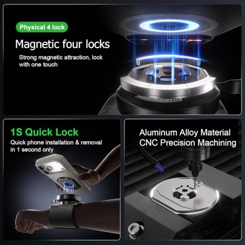 360° Rotation Wristband Phone Holder with Adjustable Strap