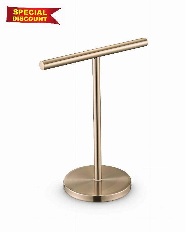 T-Shape Hand Towel Holder Stand Champagne Bronze                                                          Weighted base prevents tipping for bathroom countertop