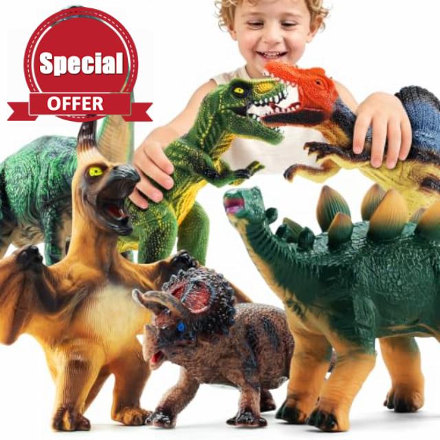 6 Piece Jumbo Dinosaur Toys for Kids 3-5