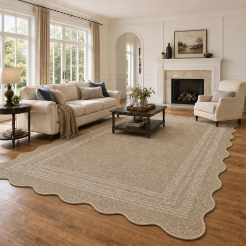 Washable Non Slip Low Pile Easy Jute Rug Modern Stain Resistant Soft Large Rug for Indoor & Outdoor