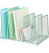 AUPSEN 5-Section File Organizer for Desk, Wood Mesh Desktop File Organizer, File Sorter Storage R...