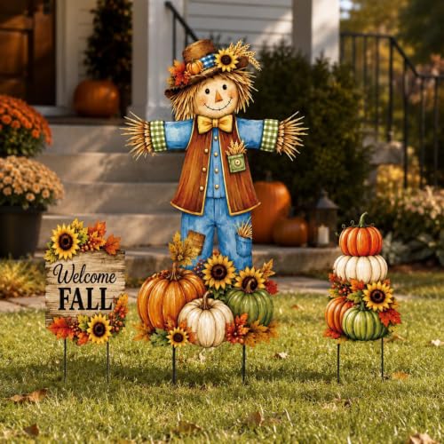 31-Inch Scarecrow and Fall Signs Includes a 31-inch scarecrow