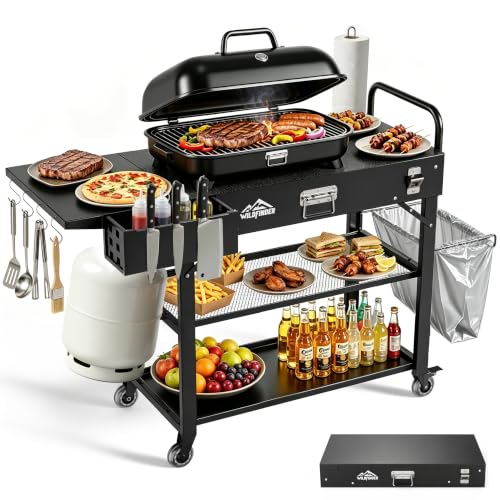 Outdoor Grill Table Foldable for Ninja Folding Pizza Oven Stand Grill Stand Fit 17 or 22 Inch Tabletop Griddle