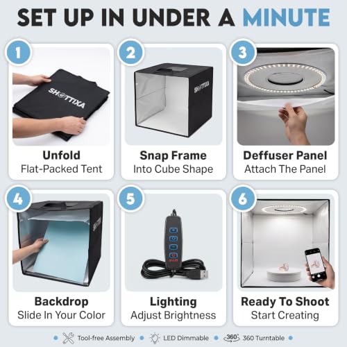 dimmable lighting & rotating turntable