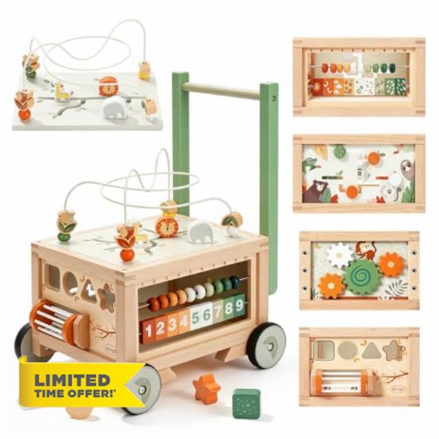 Joyreal Wooden Baby Walker - 9-in-1 Push Walker with Activity Cube                                                          Activity Center with Shape Sorter