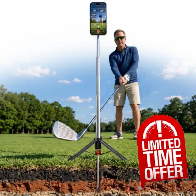 All-in-One Golf Swing Recorder Monopod with Spike Tripod 10-51" Only 0.63lb                                                          Integrated spike + tripod