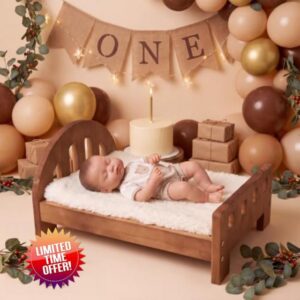 SiliFine Walnut Photography Props Bed