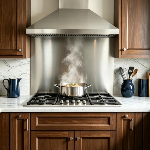 Flushed Metal Panel Splatter Protector for Kitchen Wall and Ultra Flat