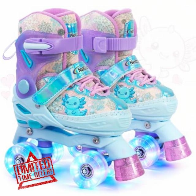 Nattork Adjustable Kids Quad Roller Skates for Girls Boys