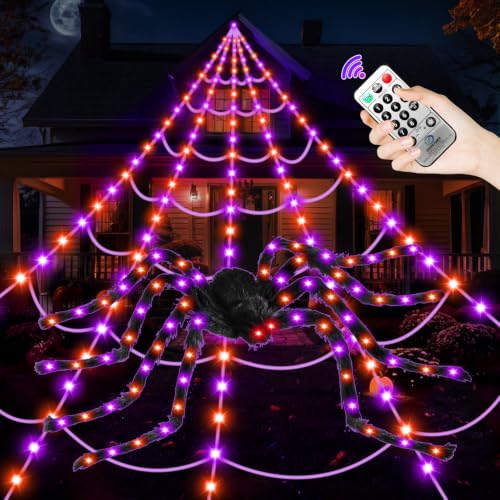 250 LED Halloween Giant Spider Web Lights