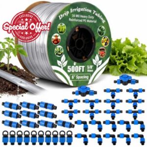 Tondiamo 500 ft 5/8" Drip Tape Irrigation Kit 16 Mil 6" Spacing