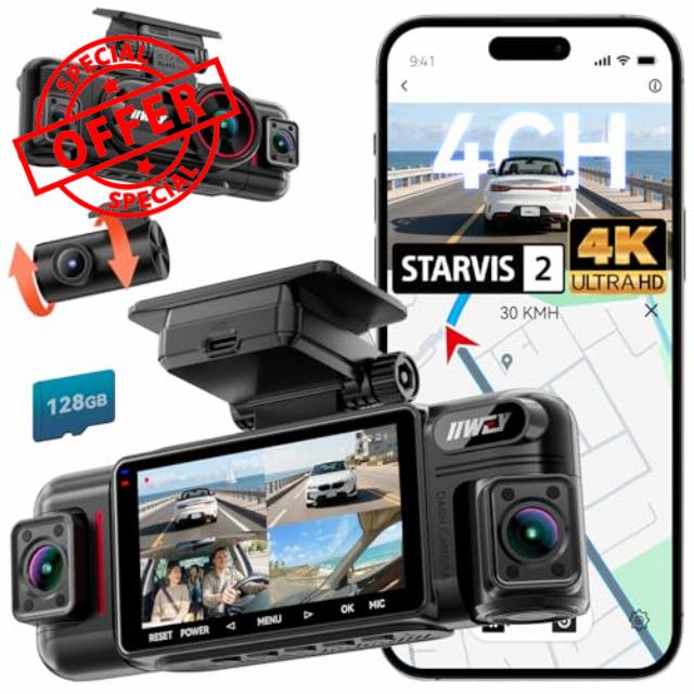 IIWEY N6 PRO 4K STARVIS 2 4-Channel Dash Cam 360° View