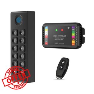 Waterproof Fingerprint Door Controller Kit Smart APP Remote RFID Access Control Keypad System Set 125KHz&13.56MHz WG 26/34 Input for Home Office Apartment (TT Lock APP Access Controller Kit)