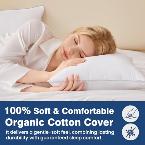 Down Alternative Soft Pillows with 100% Organic Cotton Shell