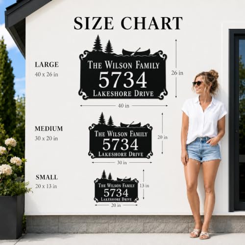 Custom Metal Family Name House Number Plaque with Stakes