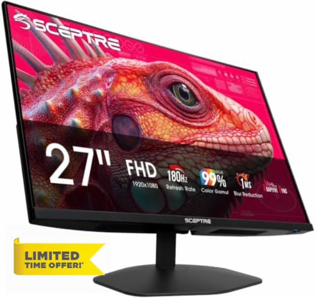 New! Sceptre 27-inch Prime Gaming Monitor DisplayPort x2 180Hz HDMI x2 180Hz Build-in Speakers