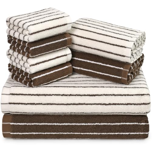 Cotton Striped Towels for Bathroom Soft Lightweight Bathroom Towels Set with 2 Bath